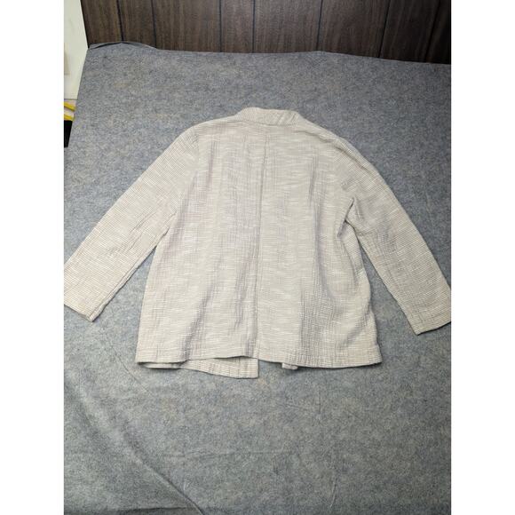 Eileen Fisher Women Natural Kimono Jacket Rhythmic Cotton Slub Beige Size XL - Picture 7 of 7